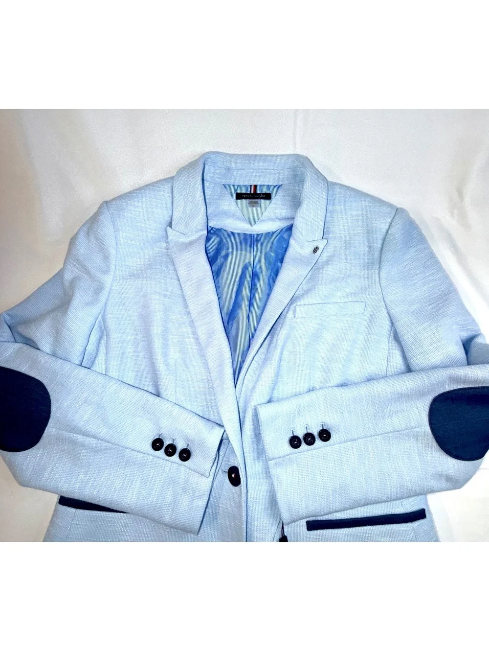 Tommy Hilfiger light blue blazer with elbow patches
